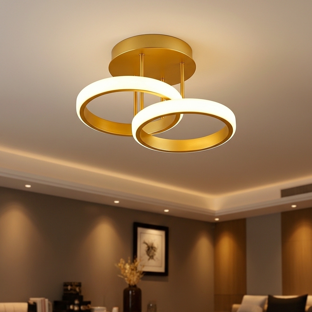 Luminária de Teto LED Solena Orbis 24W Anel Duplo Dourado Plafon Lustre com Design Moderno em Oferta na Shopee