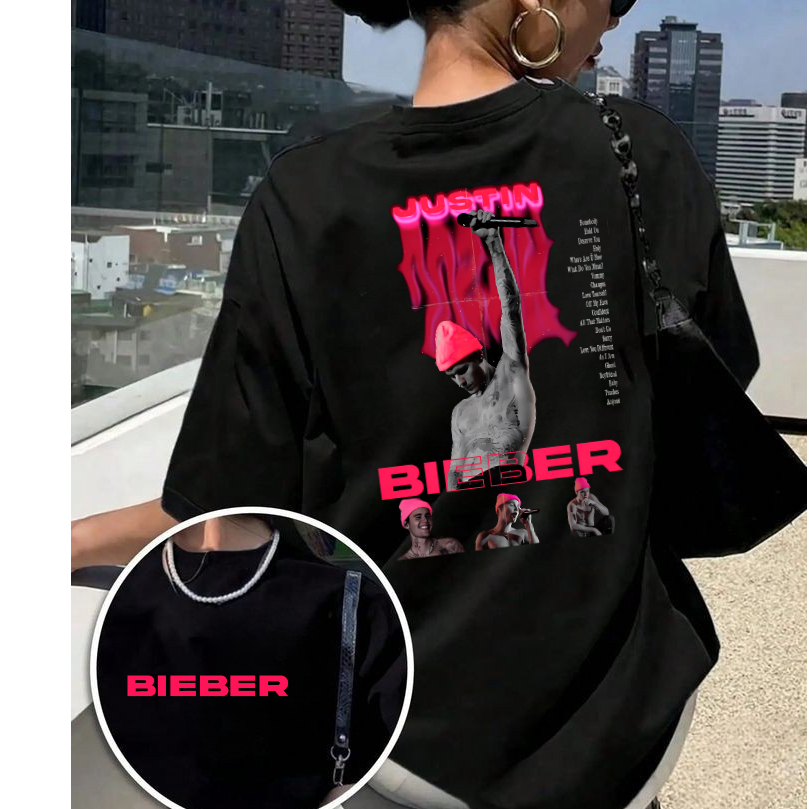 Camiseta Justin Bieber Feminina Streetwear Premium Algodão