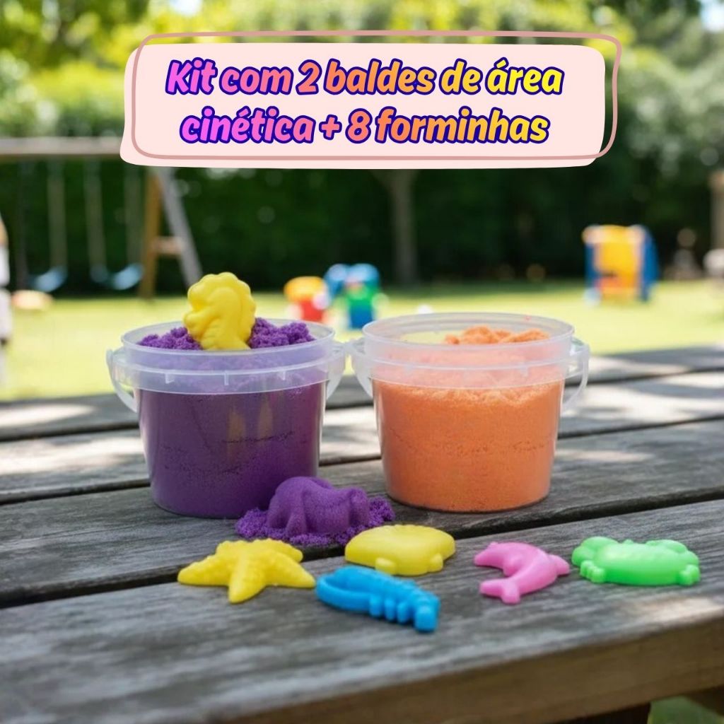 Kit 2 Balde De Areia Mágica Cinética Massinha Infantil Sensorial Interativa Diversão Brincar Criança em Oferta na Shopee