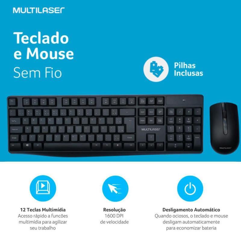 Kit Teclado e Mouse Office ,Com fio, TGT GR100 V3, ABNT2, 1000DPI, Preto, TGT-GR100-BK03