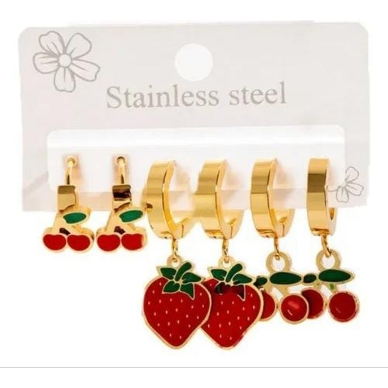 BrincosTrio de Morango e Sereja Aço Inoxidável Adultos Infantil em Oferta na Shopee