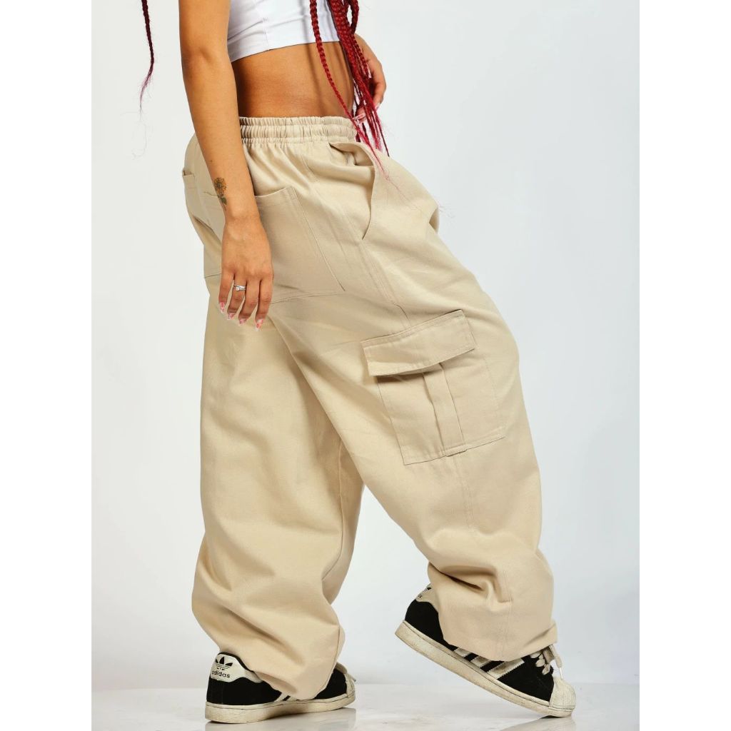 Calça Cargo Feminina Skatista jeans ou Sarja Cordão Varias Cores em Oferta na Shopee