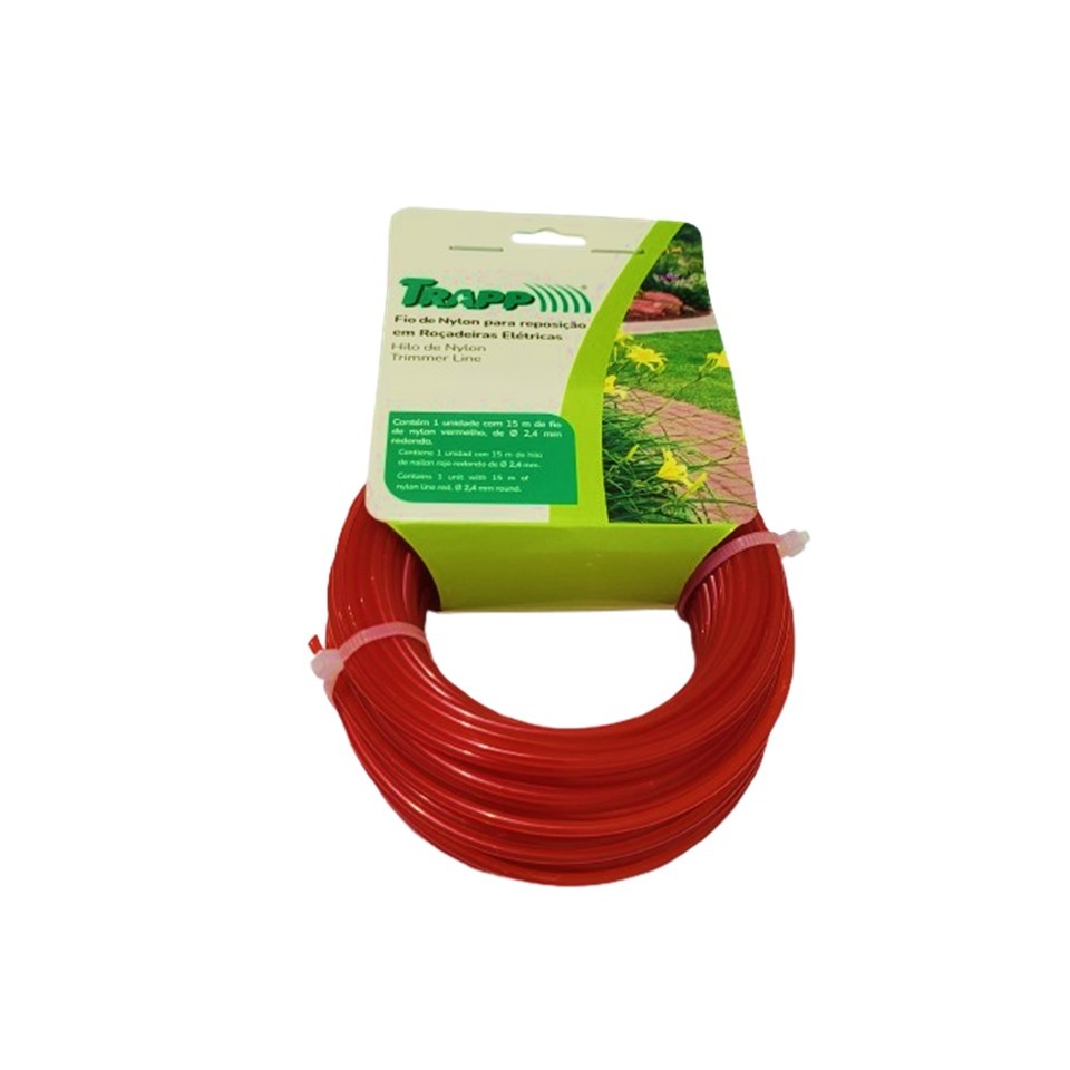 Fio de Nylon 2,4mm 15 metros para roçadeira Trapp