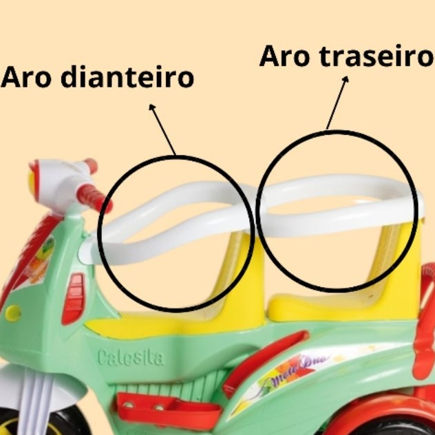 Aro de proteção lateral para moto duo e moto uno dianteiro e traseiro calesita original peça