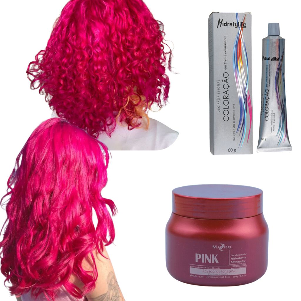 Kit Tinta Mairibel Pink + Matizador Pink 250g | Rosa Vivo