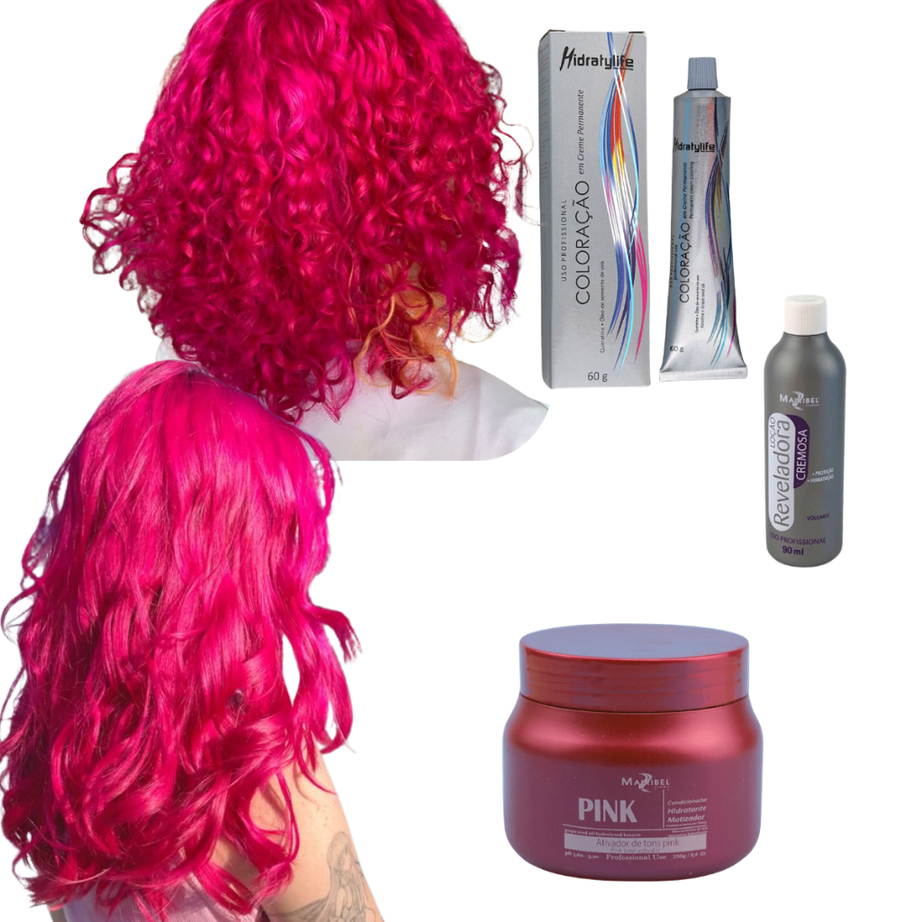 Kit Completo Mairibel Pink Vibrante + Ox 10/20/30/40 + Matizador Pink 250g | Rosa Profissional