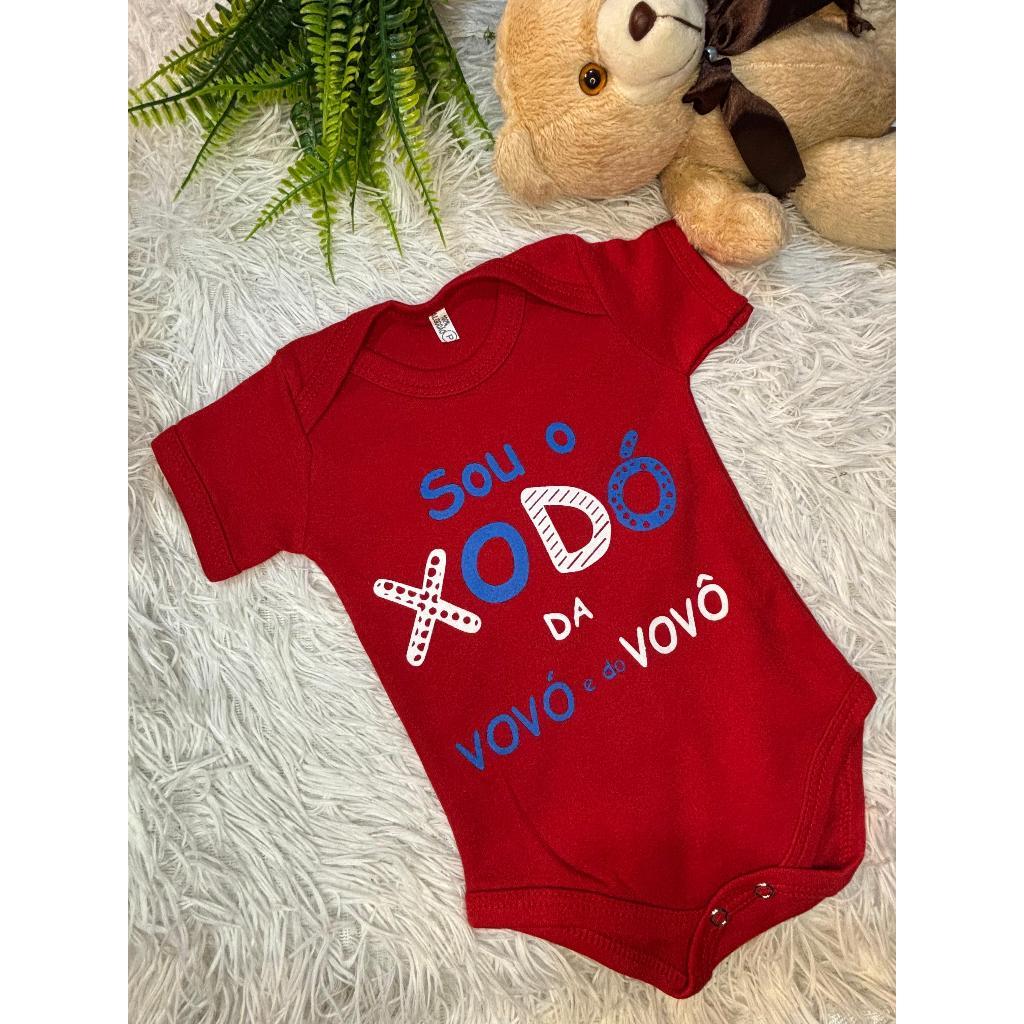 Body Bebê Infantil Mêsversário Temático  Personagens Frases Sou Xodó Da Vovó Vovo Fantasia
