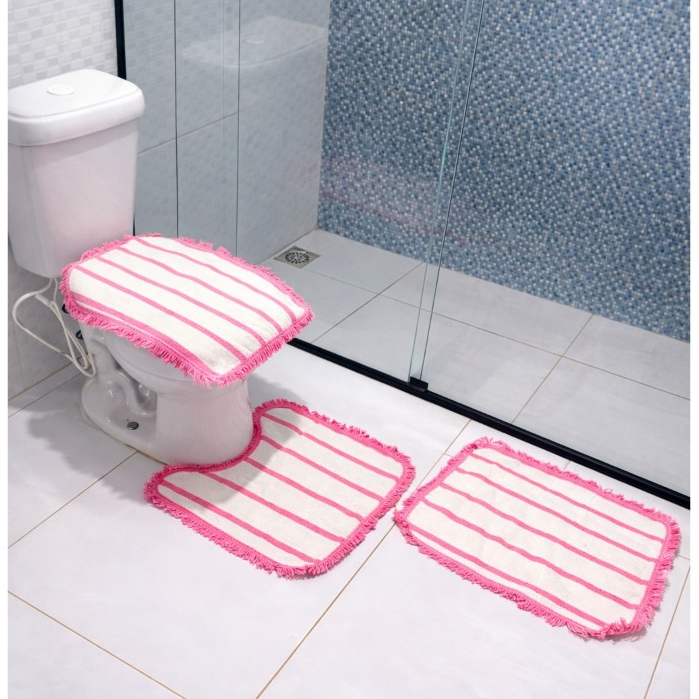 Jogo de Banheiro 3 Peças Luxo Tapete Para Banheiro Macio Qualidade em Oferta na Shopee