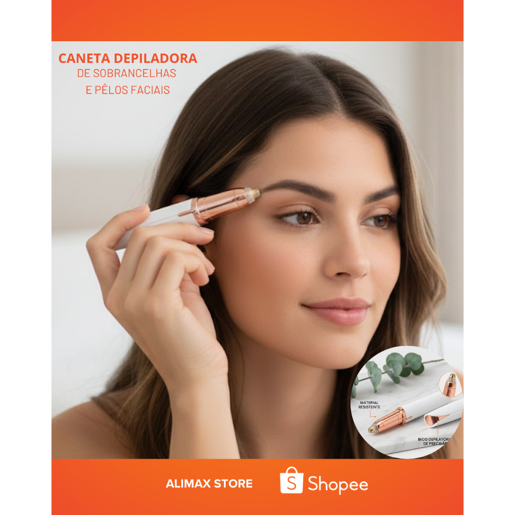 Caneta Depiladora Sobrancelha Elétrica USB Recarregável em Oferta na Shopee