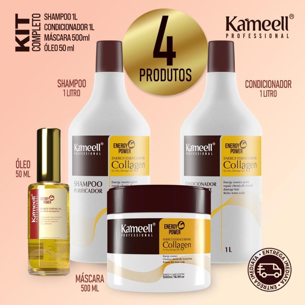 Kit JKS Profissional Collagen Shampoo 1L + Condicionador 1L + Máscara 500ml + Óleo 50ml . em Oferta na Shopee