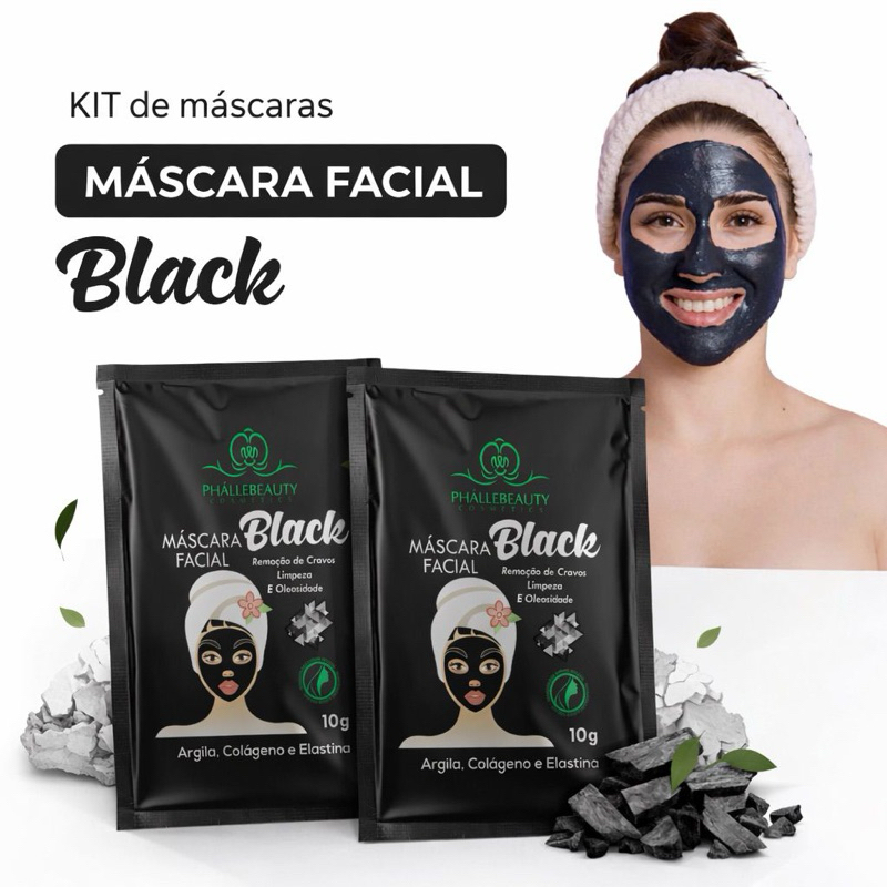 Kit de Máscaras Faciais Peel Off Black Sachê 10g - Phallebeauty