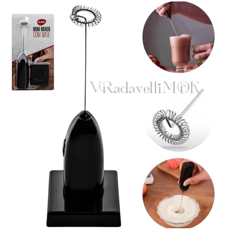 Mini Mixer Espumador de Leite com Base – Portátil e Prático