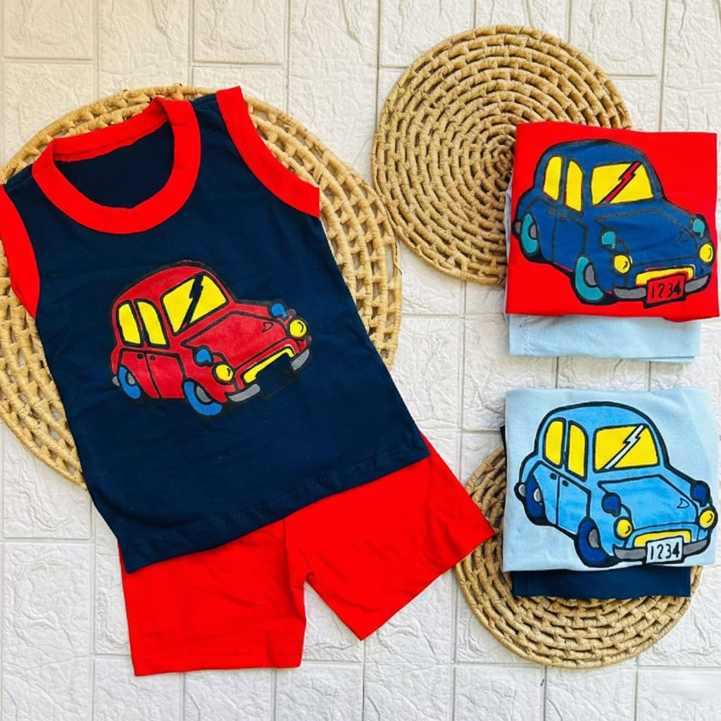 Conjunto Bebê Menino Passeio Camiseta Short Confortavel Estiloso Carros