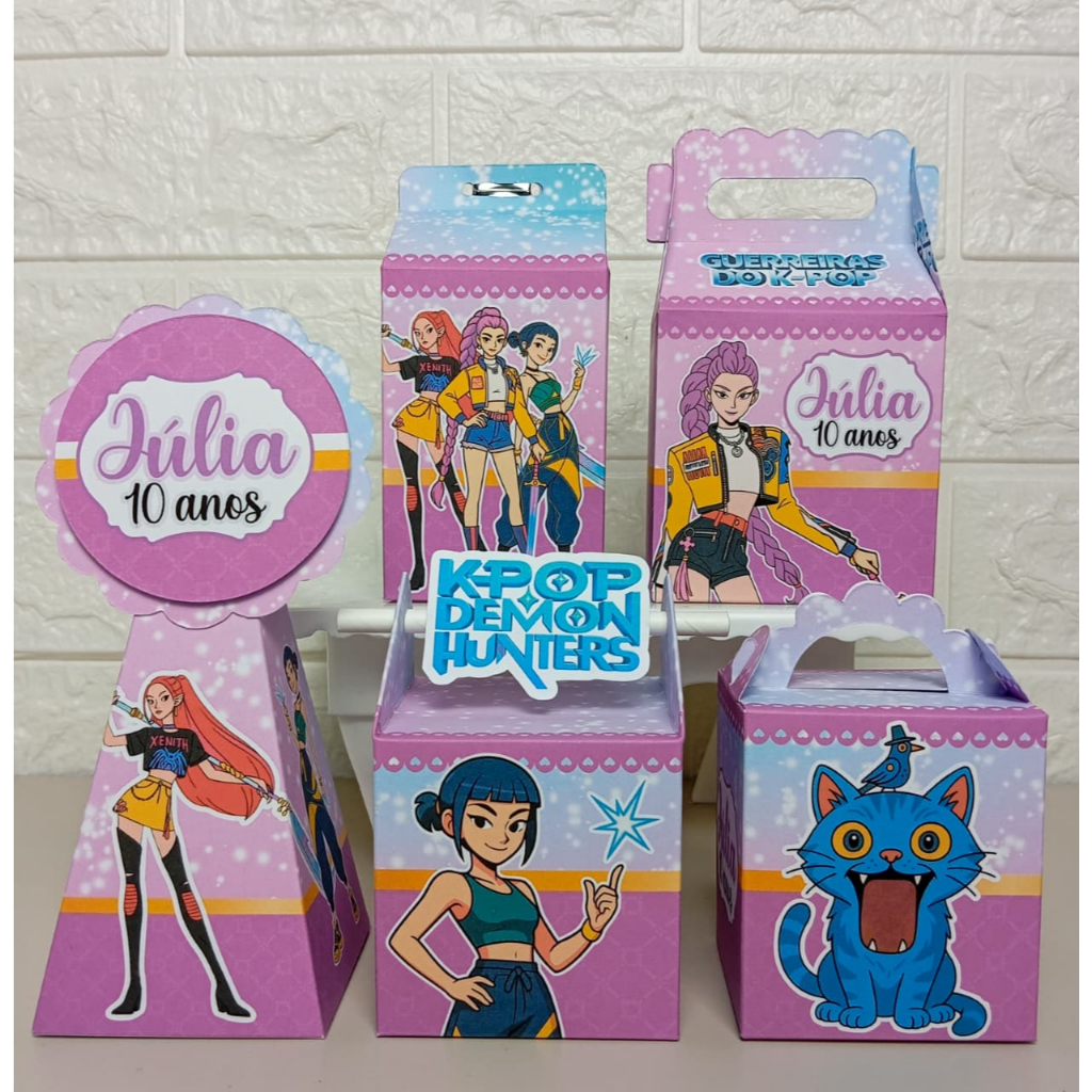 ENVIO RÁPIDO Kit Festa Guerreiras do K-pop Lembrancinha Aniversário Infantil - PEGUE E MONTE
