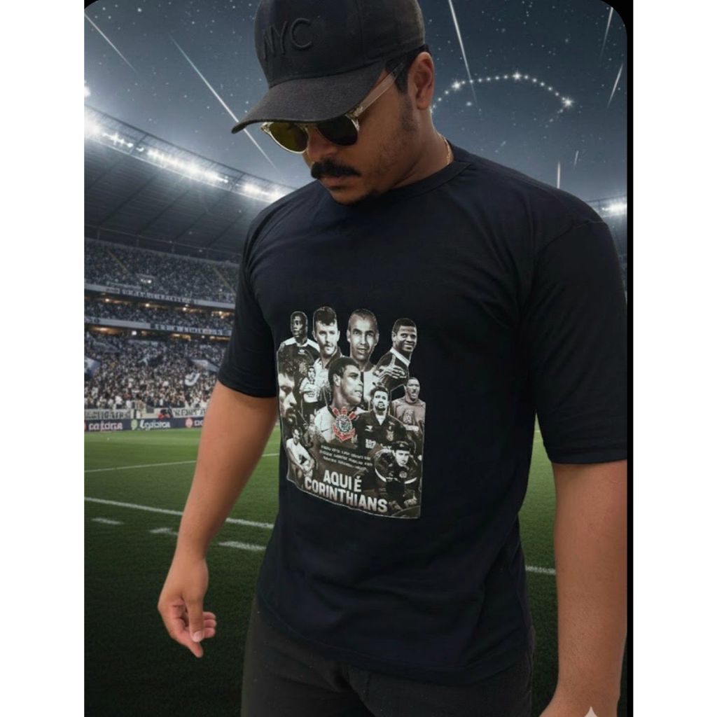 Camiseta Oversized Treino Academia Camiseta Larga Streetwear Oversize Algodão Corinthians Todo Poderoso Timao