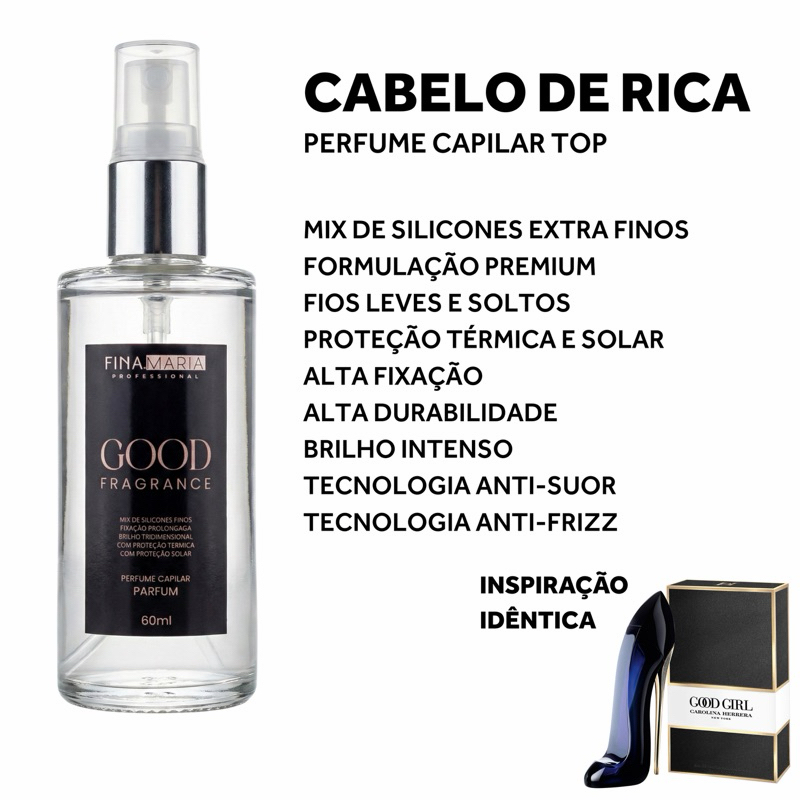 PERFUME CAPILAR COM FILTRO SOLAR E TÉRMICO | SILICONES NOBRES | GOOD FRAGRANCE | FINA MARIA