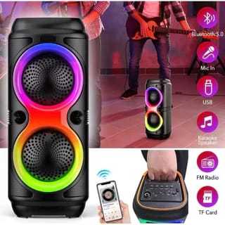 Caixa de som Bluetooth Portátil Com Led RGB Portátil FM USB TWS 30W Para Praia, Festa ou Viagem