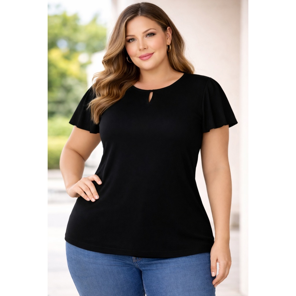 Blusa Plus Size com Manga Decote GOTA em Oferta na Shopee