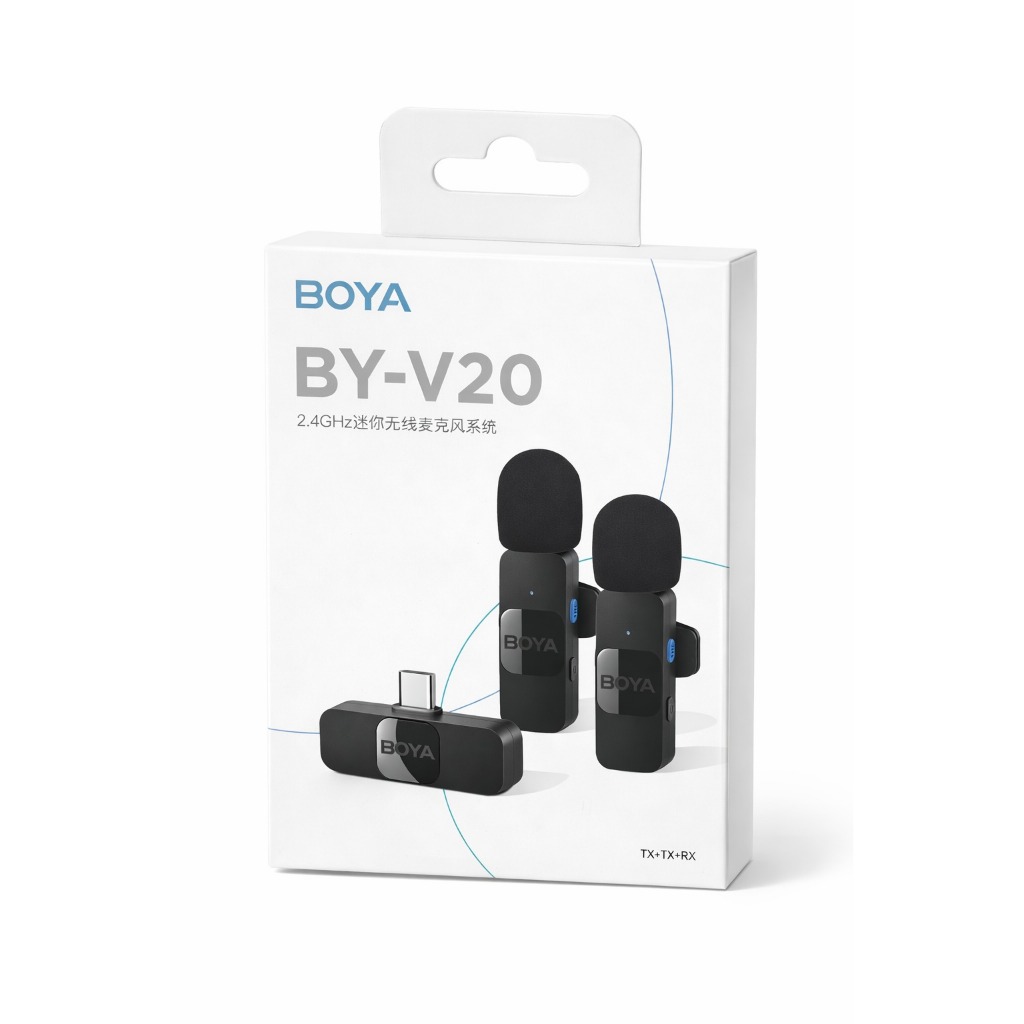 Microfone De Lapela Boya By-v20 Wireless Compatível com dispositivos com portas USB C (Android)
