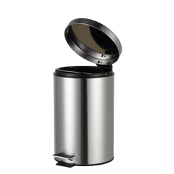 Lixeira Cozinha Aço Inox Escovado 7 Litros Pedal Balde c/ Alça Banheiro Escritorio