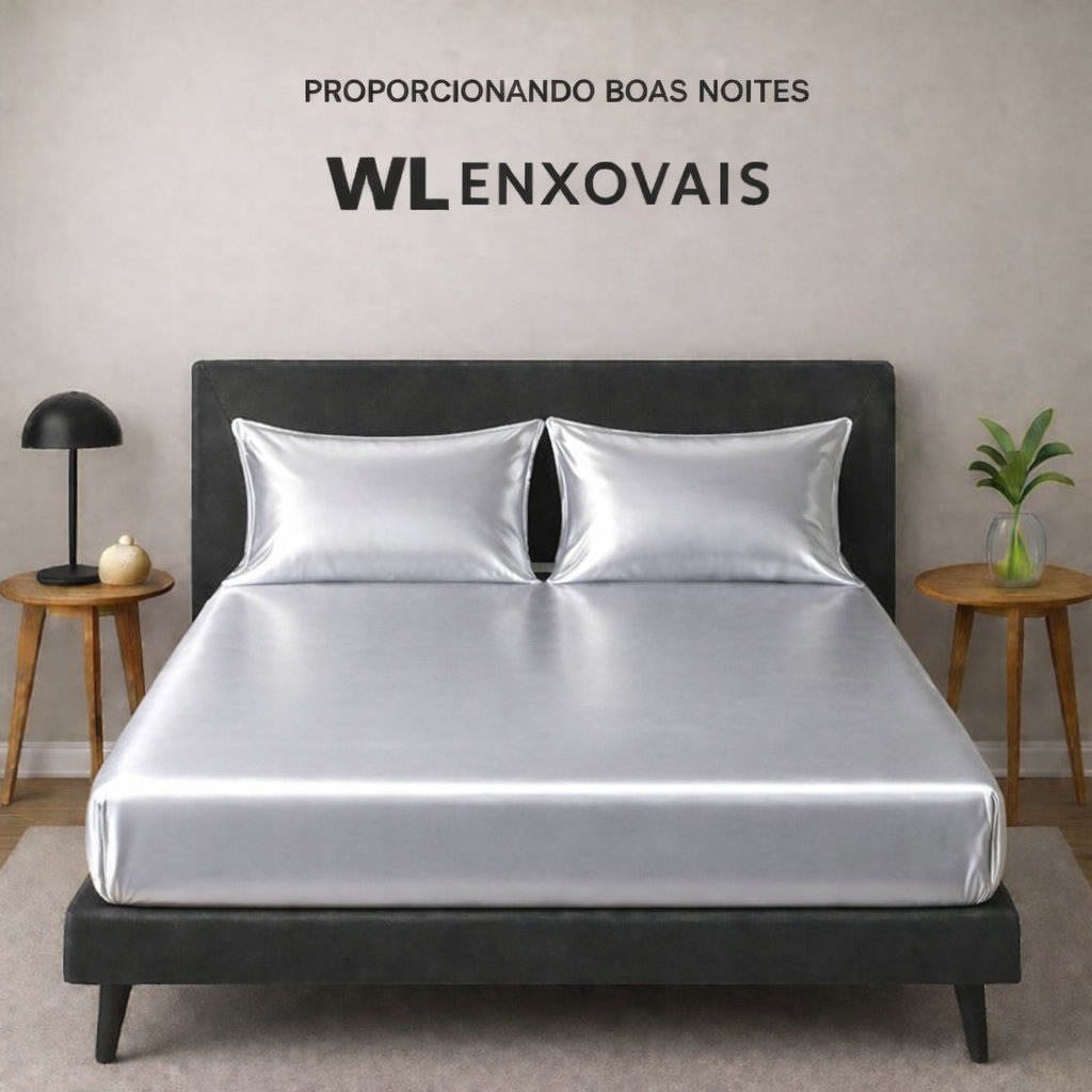 Jogo De Lençol Cetim Casal Padrão 03 Peças Toque Sedosso Brilhante Barato em Oferta na Shopee