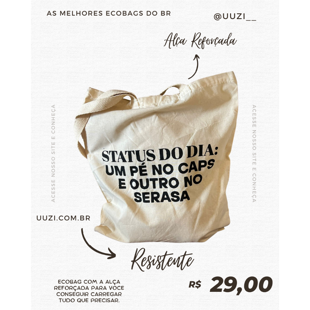 Ecobag Um pé no caps e outro no serasa bolsa,sacola ecológica,escola,faculdade, curso,brinde,Personalizado,necesser