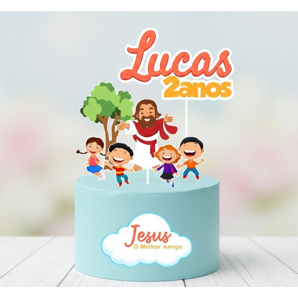 Topo de Bolo Jesus o Melhor Amigo – Topper Personalizado Tema Religioso I antil,Aniversário — R$ 18,99 em Shopee