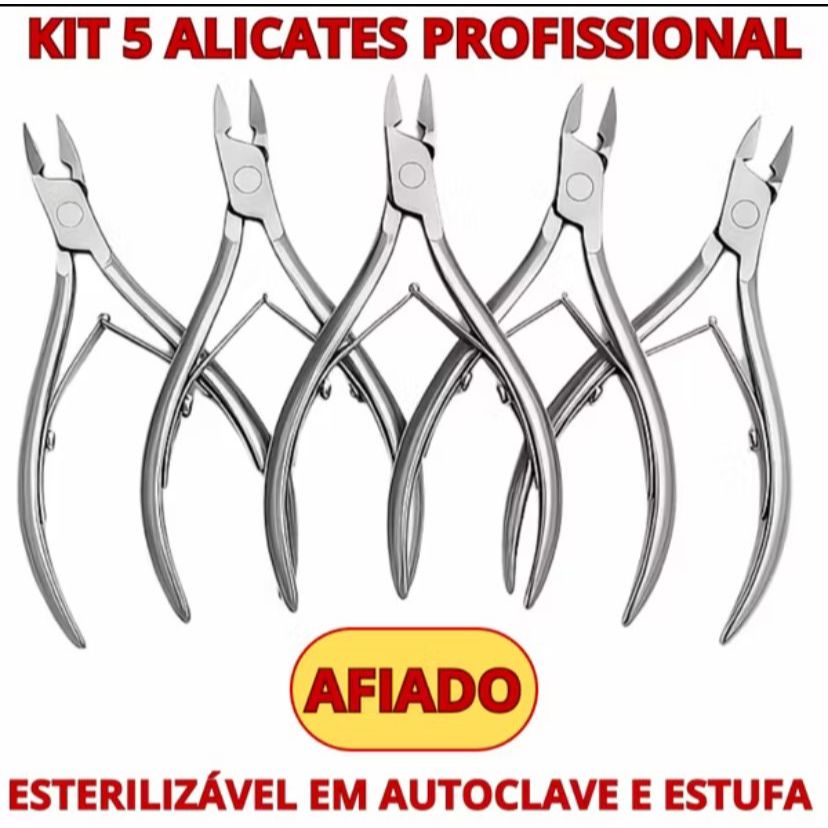 Kit 1/2/3/4/5 Alicates de Unha Profissional Cutícula Manicure Pedicure Removedor de Cutícula Aço Inoxidavel