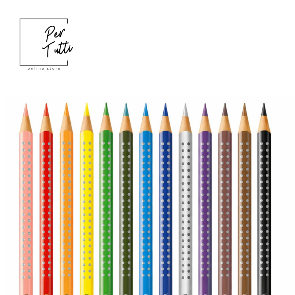 Lápis de Cor Faber-Castell Triangular 12 Cores com Grip Estojo Metálico Original