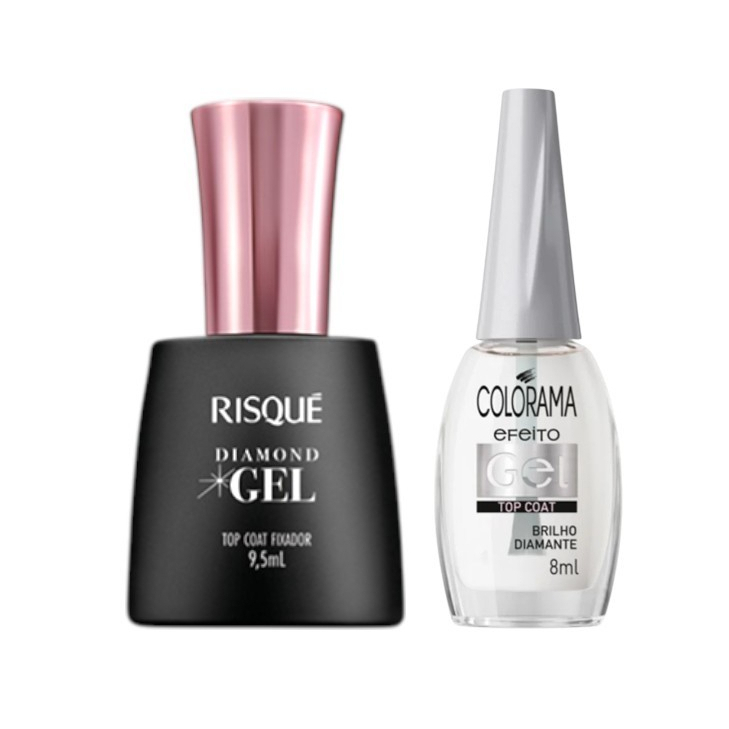 Kit com 2 Top Coats Efeito Gel – Risqué Diamond Gel e Colorama Brilho Diamante em Oferta na Shopee