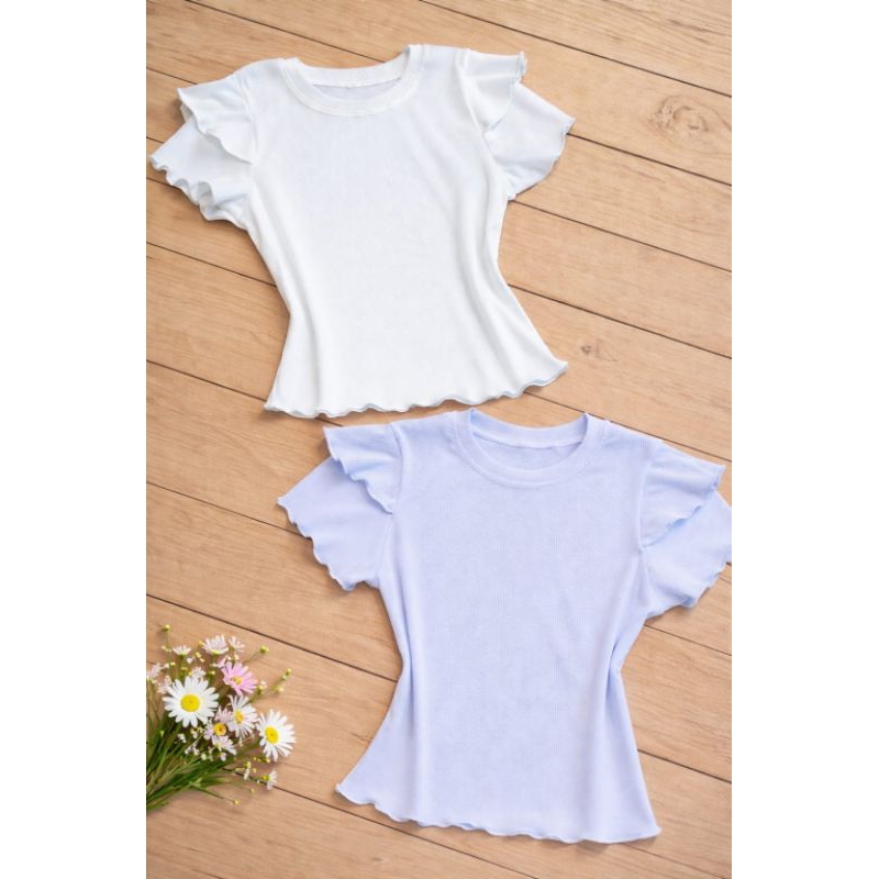 BLUSA BÁSICA INFANTIL MENINA CANELADA E BRANCA 4 BÁSICA