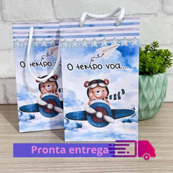 Sacolinha P URSINHO AVIADOR PRONTA ENTREGA -Lembrancinha de festas -PEGUE E MONTE