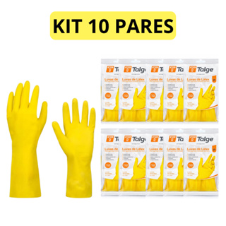 Kit 10 Luva Latex Luva Amarela Luva Limpeza Multiuso Luva de Borracha Para Limpeza em Oferta na Shopee