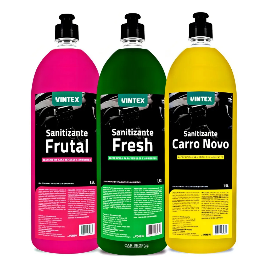 Kit 3 Odorizadores Aromatizante Cheirinho Sanitizante Vintex Frutal Fresh Carro Novo