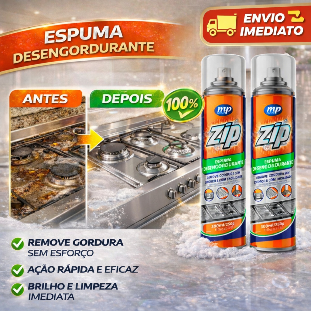 Espuma Desengordurante Removedor de Gorduras Zip Clean 300ml - My Place em Oferta na Shopee