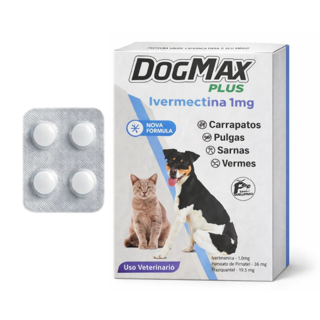 Antiparasitário 4 Em 1 P/ Cães e Gatos até 7,5kg - 4 Comprimidos Ivermectina 1mg