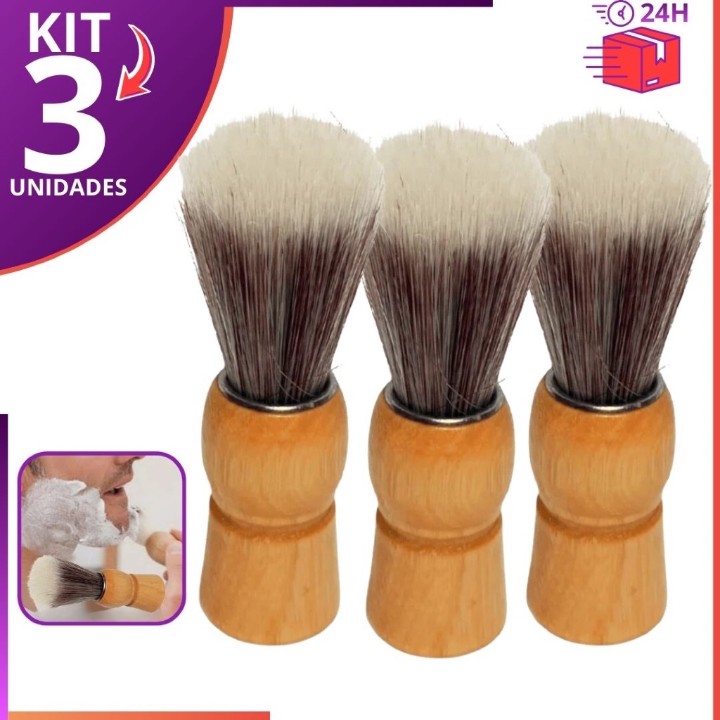 Pincel de Barbear Premium Alta Qualidade com Cerdas Macias em Oferta na Shopee