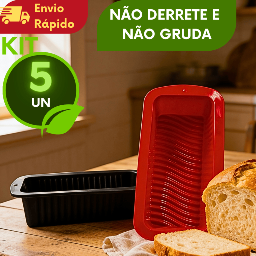 KIT(1/2/3/4/5) Forma De Silicone Assar Pão Caseiro Bolo Torta Para Forno E Micro-Ondas Para Uso Doméstico e Profissional
