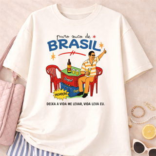 Camiseta Feminina Oversized Verão Zeca Pagodinho Brasilidades 100% Algodão Praia Brasil em Oferta na Shopee