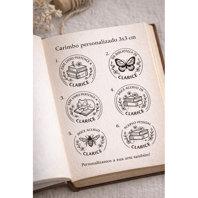 Carimbo para livros - biblioteca particular - ENVIO RÁPIDO em Oferta na Shopee