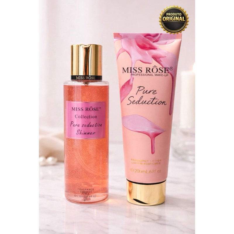 Kit Body Splash Miss Rôse Pure Seduction Shimmer/ 250 ml + Creme Miss Rôse Pure Seduction/ 236 ml