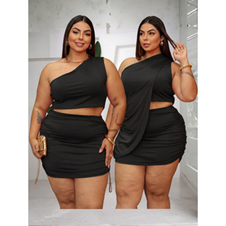Conjunto Feminino Elegante 3 Peças Suplex com Bata Mula Manca Plus Size em Oferta na Shopee