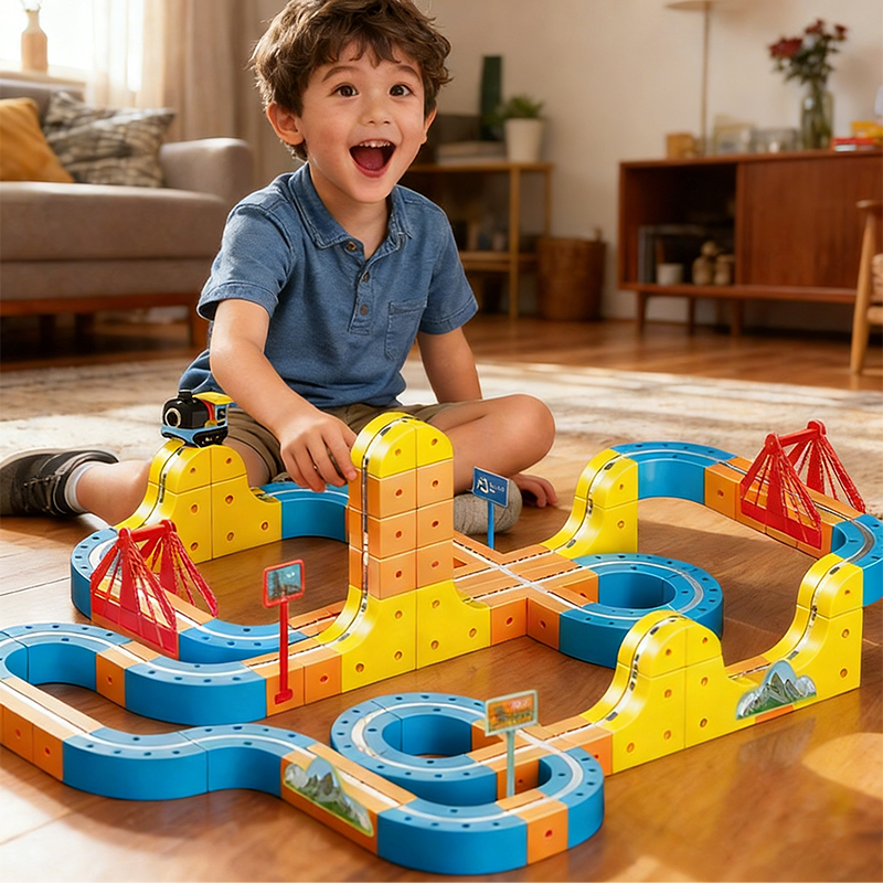 Trem Magnético Infantil Pista 3D 67/83/131/160 Peças Blocos de Montar Educativo Anti-Gravidade Crianças em Oferta na Shopee
