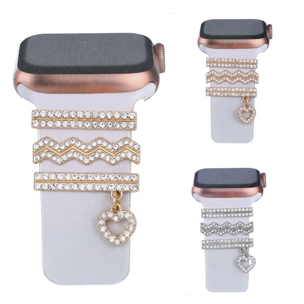 Pingentes Berloques Brilho Coração Para Pulseira de SmartWatch Enfeite decoração Acessório