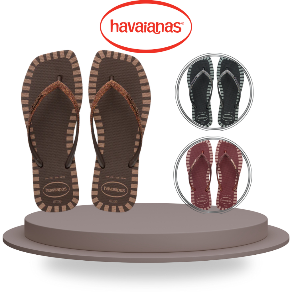 Chinelo Havaianas Slim Square Glitter Contour
