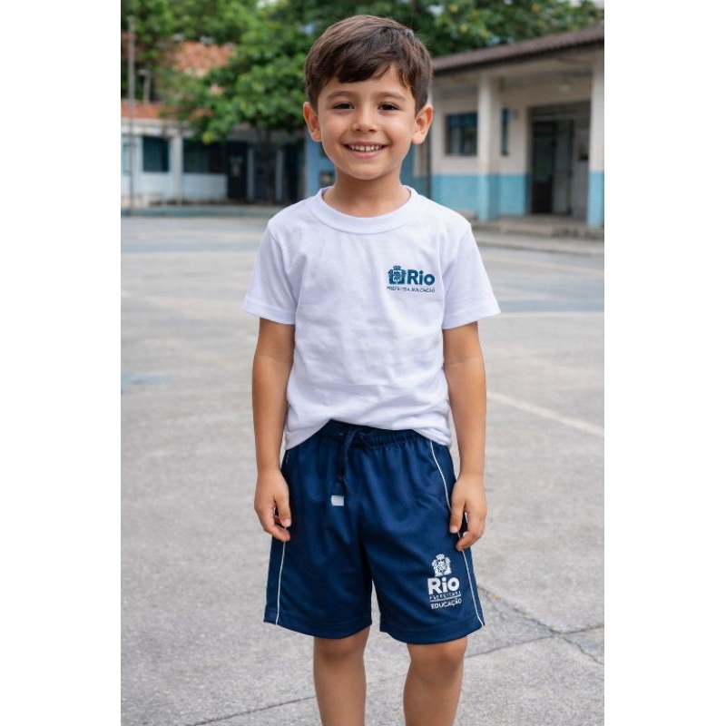 Bermuda Short Escolar Prefeitura Rj Helanca Colegial Azul Marinho