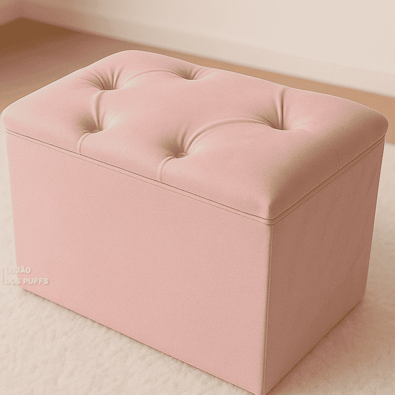 PUFF BAU TECIDO SUEDE LUXO ORGANIZADOR PORTA OBJETO DECORATIVO QUALIDADE DECORAÇÃO PROMOÇÃO PUF BAÚ.