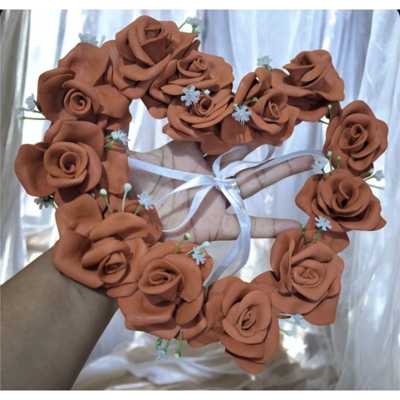 Porta Alianças de Flores Terracota +Tiara (Kit)