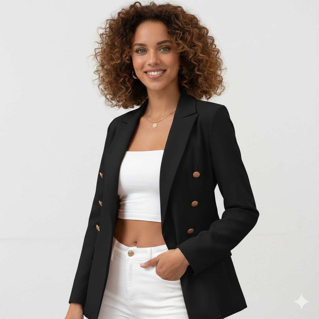 Blaser Feminino Alfaiataria Casaco Social com botão tendência Max blazer