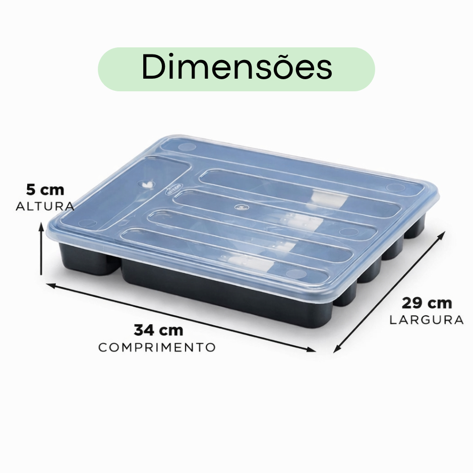 Porta Talheres 6 Repartições Com Tampa, Organizador e Separador de Gaveta Resistente em Oferta na Shopee
